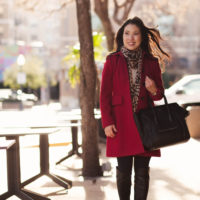 Red Coat + Leopard Scarf
