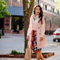 Antique Floral Skirt + Pink Trench