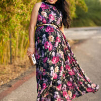 Floral Pleated Maxi {Maternity Fall Wedding Guest Outfit}