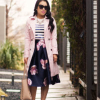 Pink Trench + Navy Pink Florals