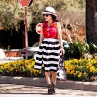Striped Skirt + Panama Hat