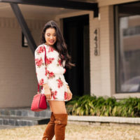 Cusp of Spring in a Floral Romper + OTK Boots
