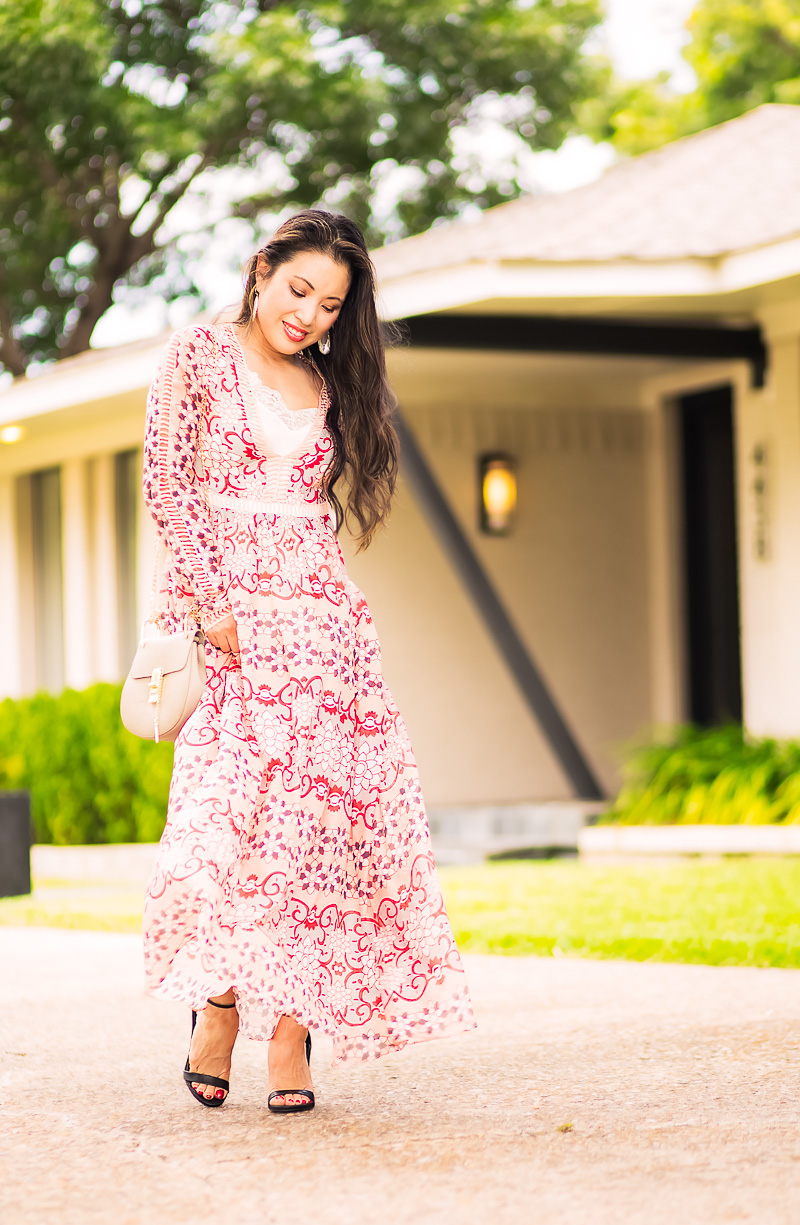 pink crochet paisley boho maxi summer dress