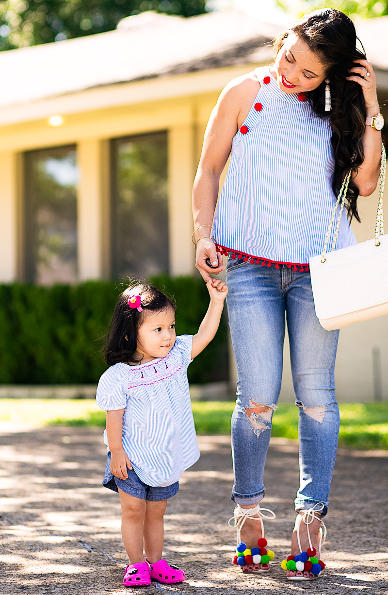 matching mommy + daughter seersucker summer outfit