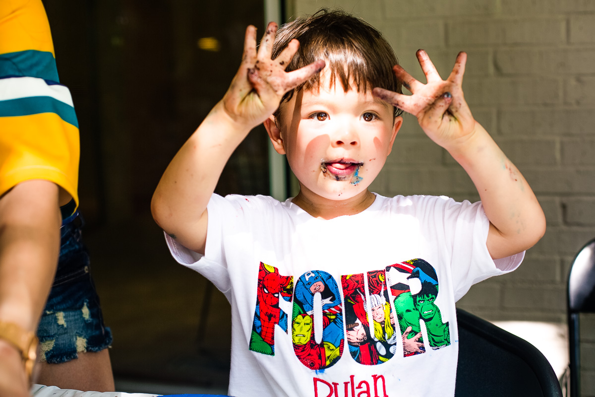 toddler superhero birthday party 4 year old cake face custom shirt