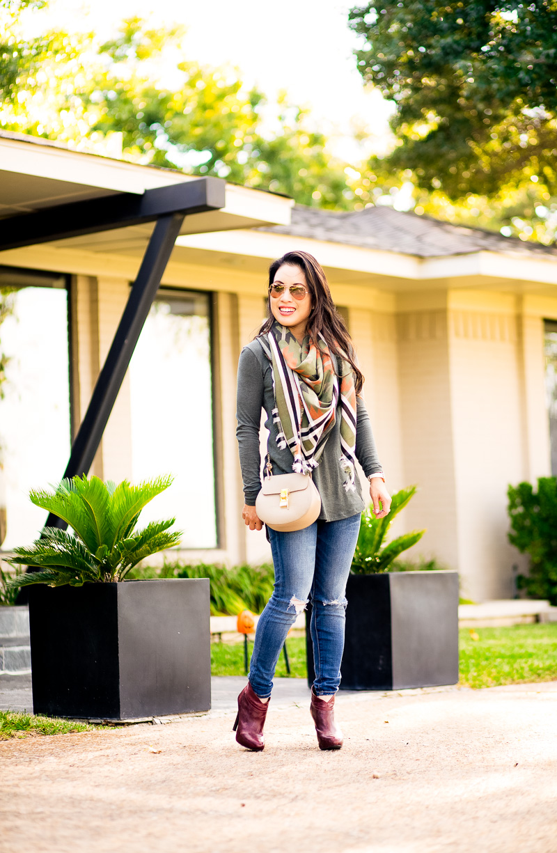 cute & little | petite fashion blog | blanket scarf fall outfit