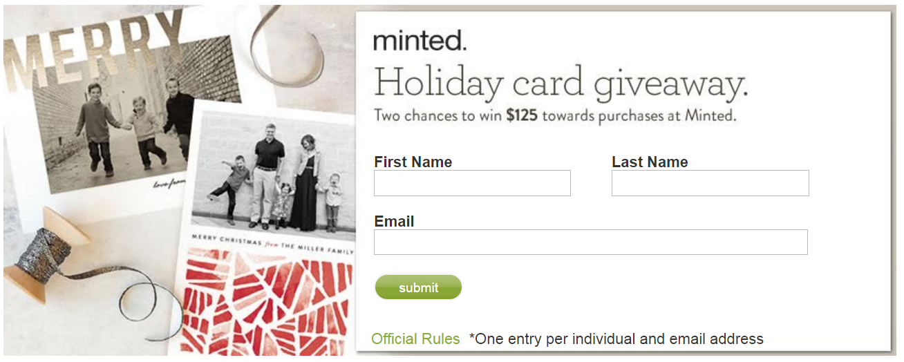 minted $125 holiday giveaway