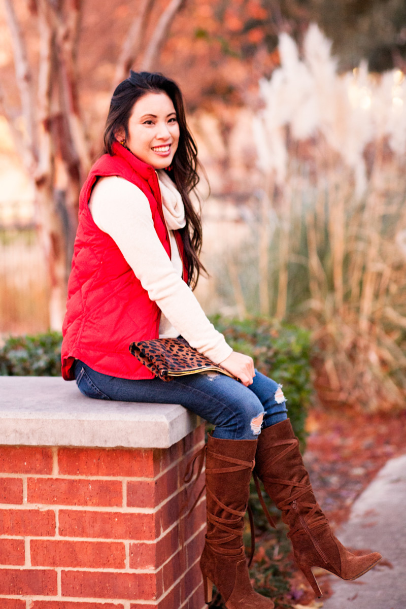 Red Puffer Vest + Lace-Up Boots // J.Crew $100 Giveaway