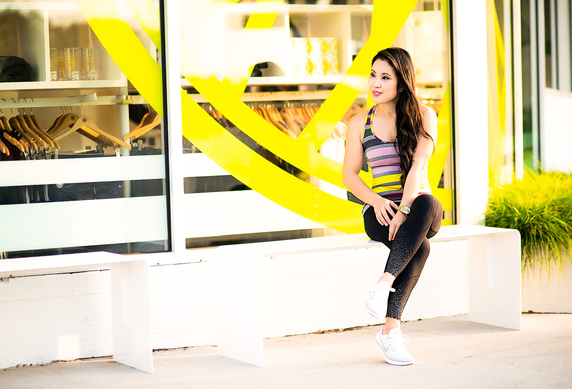 cute & little blog | soul cycle review | lululemon striped racerback tank, lululemon tight stuff tights, fitness workout outfit