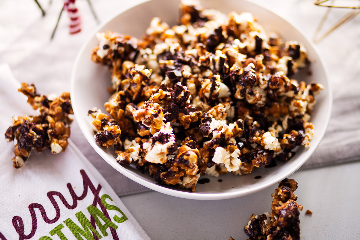 cute & little blog | dark chocolate caramel popcorn moose munch recipe | movie date night in ideas