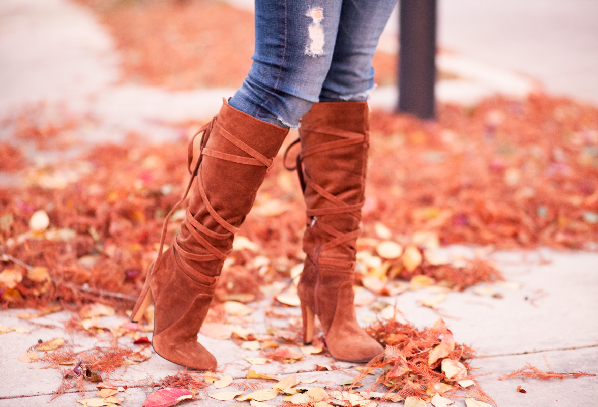 cute & little blog | petite fashion blog | vince camuto millay lace-up boots | fall winter outfit