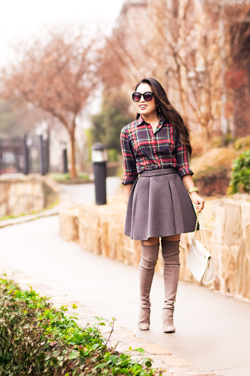 Mixing Preppy Plaid with Neutral Greys