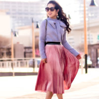 The Perfect Velvet Pleated Skirt to Transition Into Spring