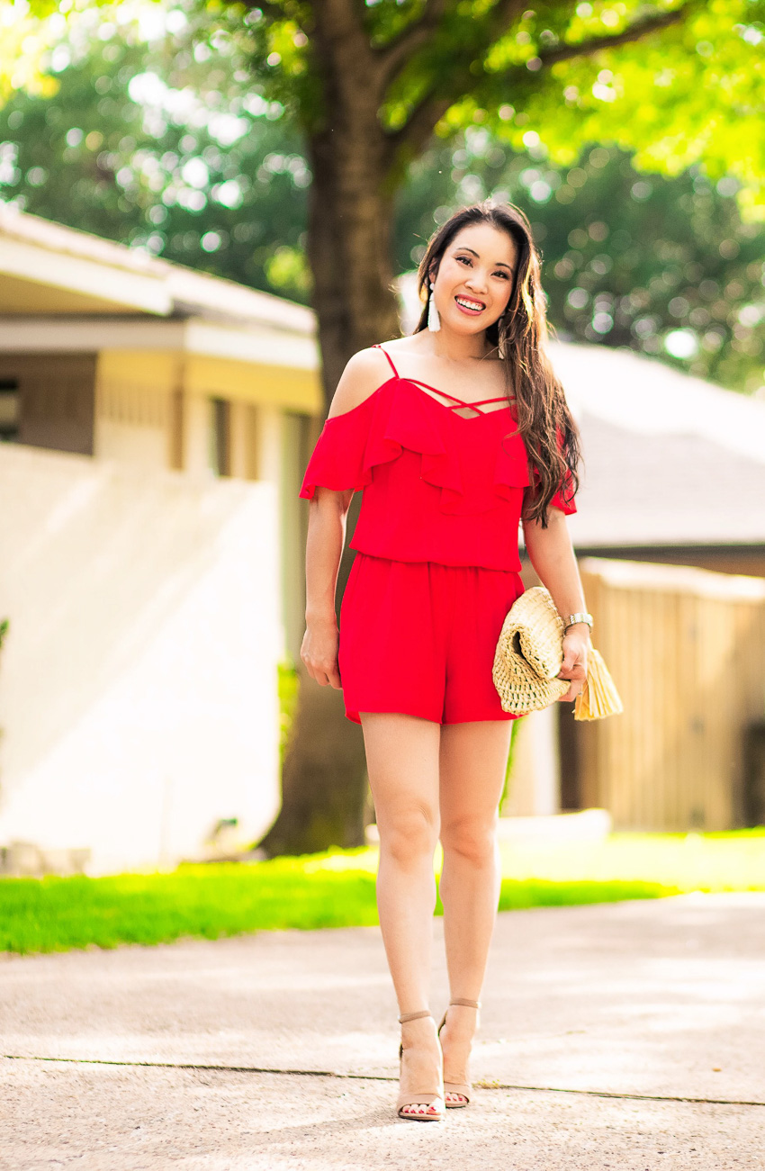 Red Ruffle Romper for Fireworks // Best of Independence Day Sales by Dallas fashion blogger Kileen of cute and little