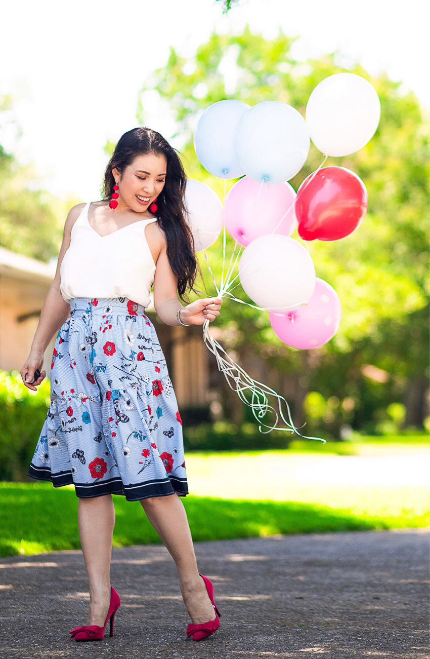 Festive Floral Outfits For Ringing In The 4th by petite fashion blogger Kileen of cute and little