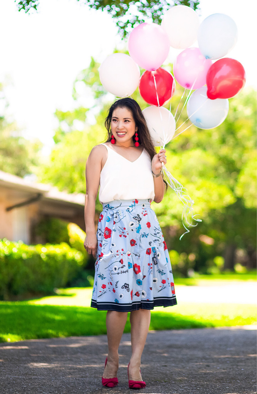 Festive Floral Outfits For Ringing In The 4th by petite fashion blogger Kileen of cute and little
