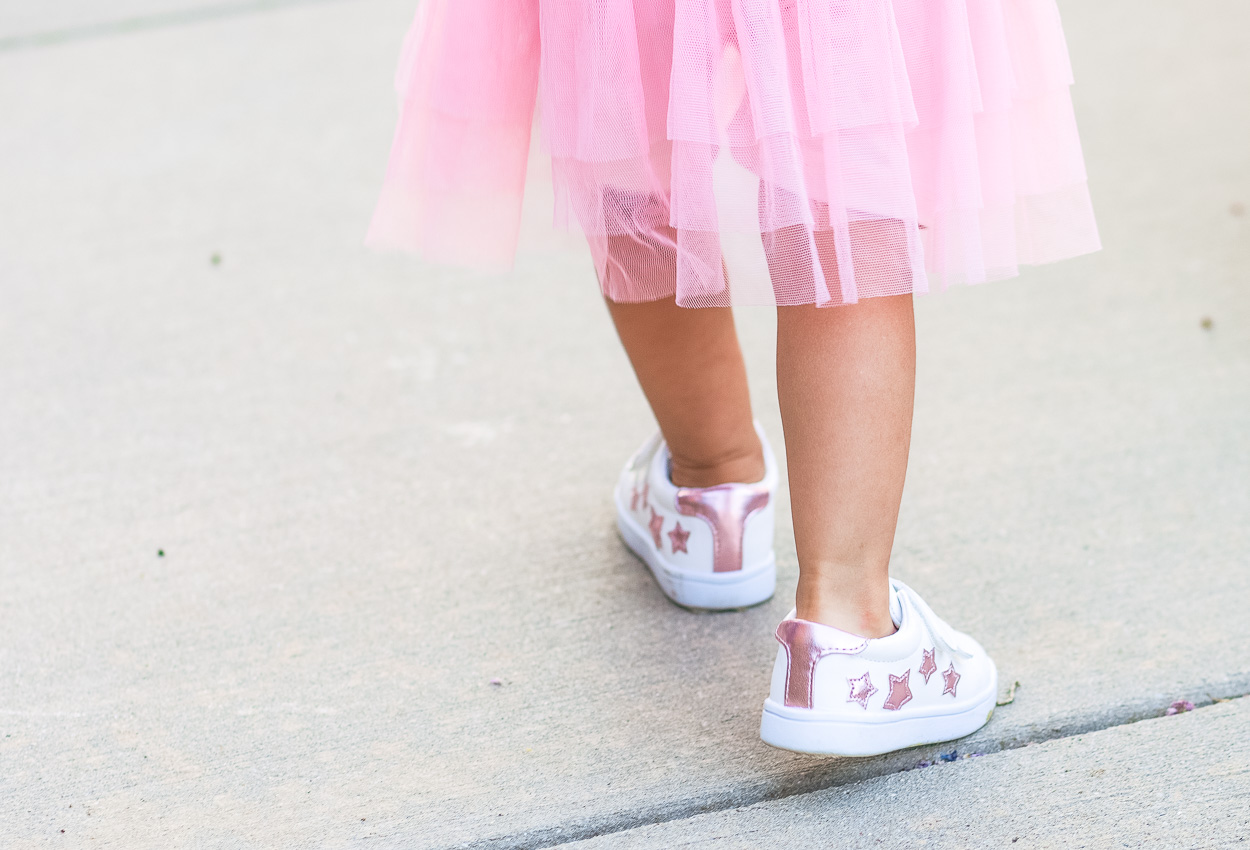 toddler pink tulle skirt, airwalk suri star court tennis shoes | how to save on shoes - How to Save on Shoe Shopping For the Family by Dallas fashion blogger cute and little