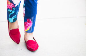 cute & little blog | steve madden red suede feather loafers | grapevine mills fall shoes