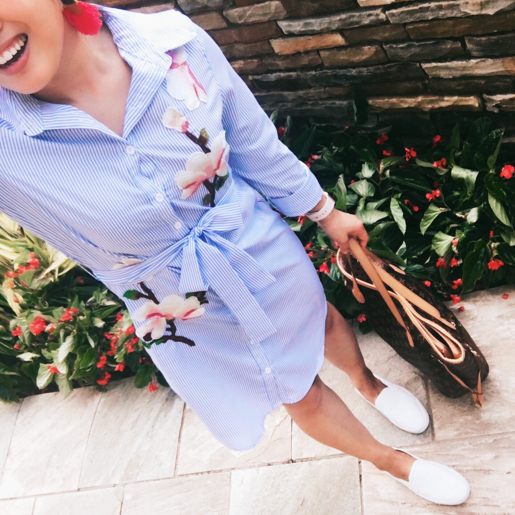 cute & little | dallas petite fashion blogger | stripe floral embroidery shirt dress, vince blair sneakers | work outfit - SHOPBOP SALE: 10 Pieces I Own + Recommend by popular Dallas petite fashion blogger cute & little
