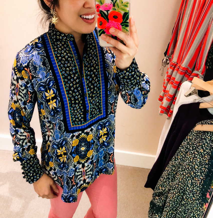 cute & little | dallas petite fashion blog | loft dressing room review | loft autumn dream henley blouse - LOFT Sale - 50% Off: Dressing Room Review by Dallas fashion blogger cute & little
