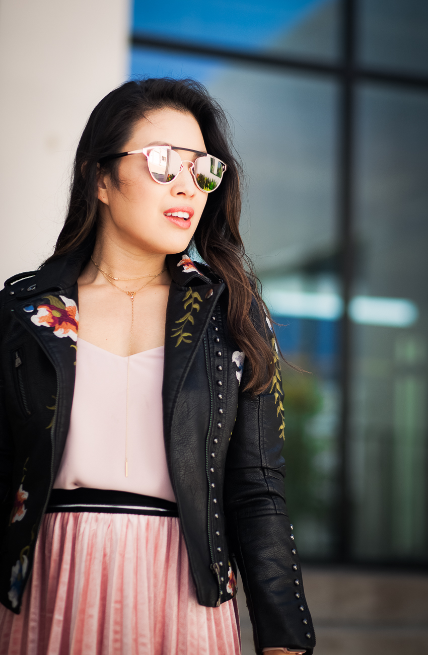 This Season's Trend: The Embroidered Moto Jacket by Dallas petite fashion blogger cute & little