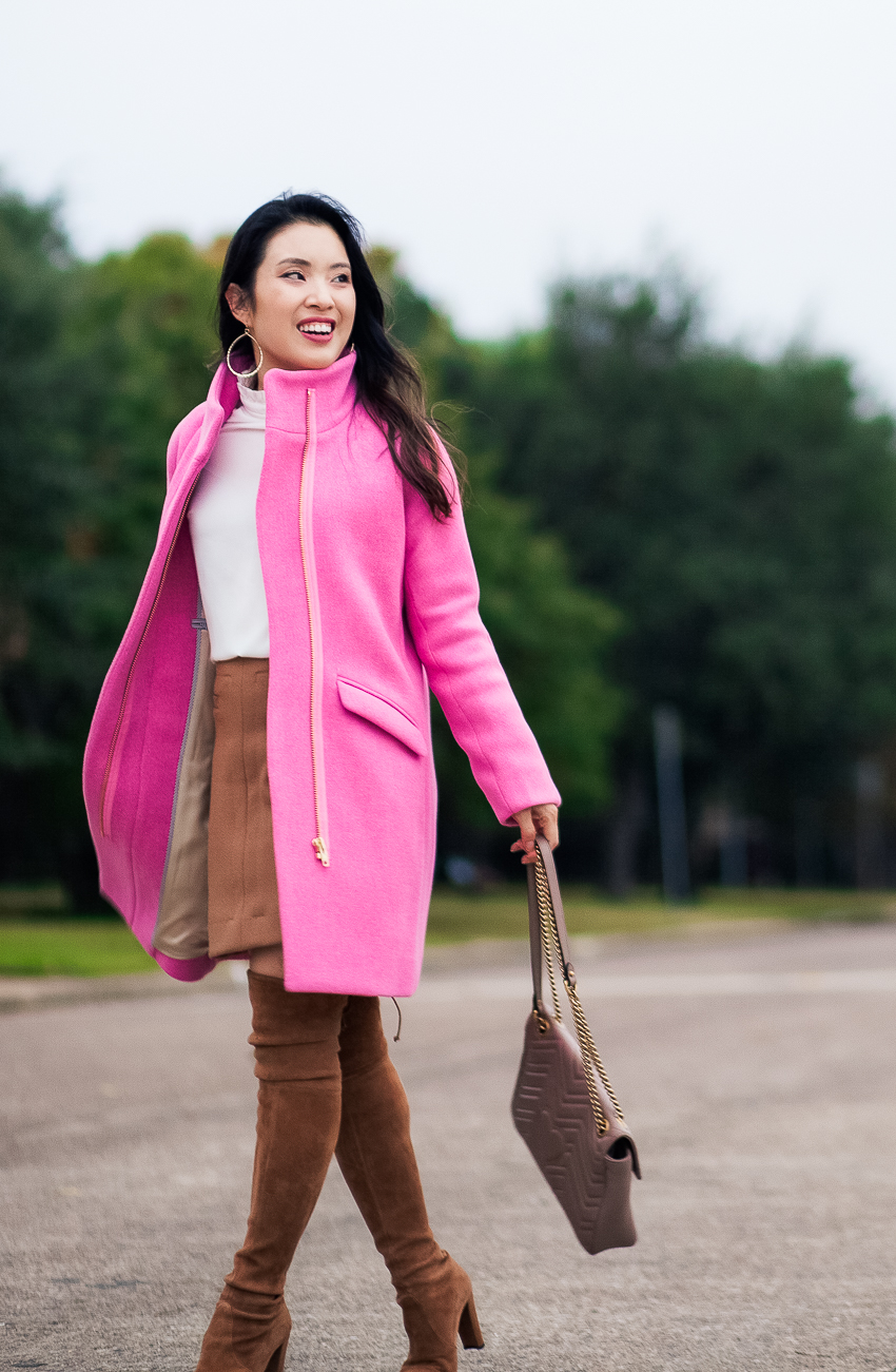 https://cuteandlittle.com/lee-jeans-women-review-moveyourlee/ - Statement Bright Pink Coat by Dallas fashion blogger cute & little