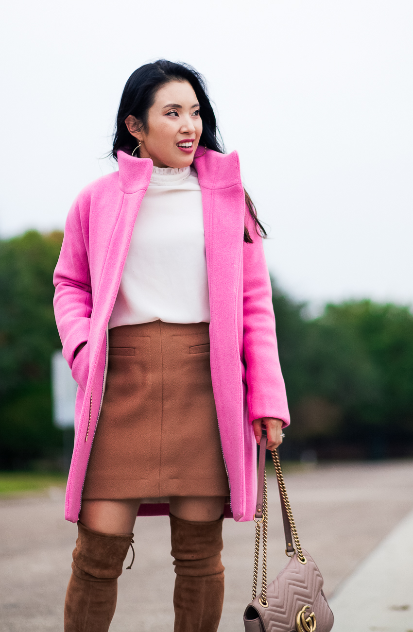 https://cuteandlittle.com/lee-jeans-women-review-moveyourlee/ - Statement Bright Pink Coat by Dallas fashion blogger cute & little