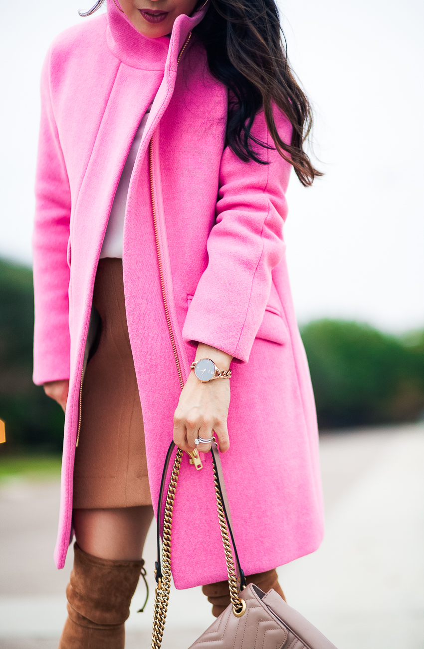 Statement Bright Pink Coat by Dallas fashion blogger cute & little
