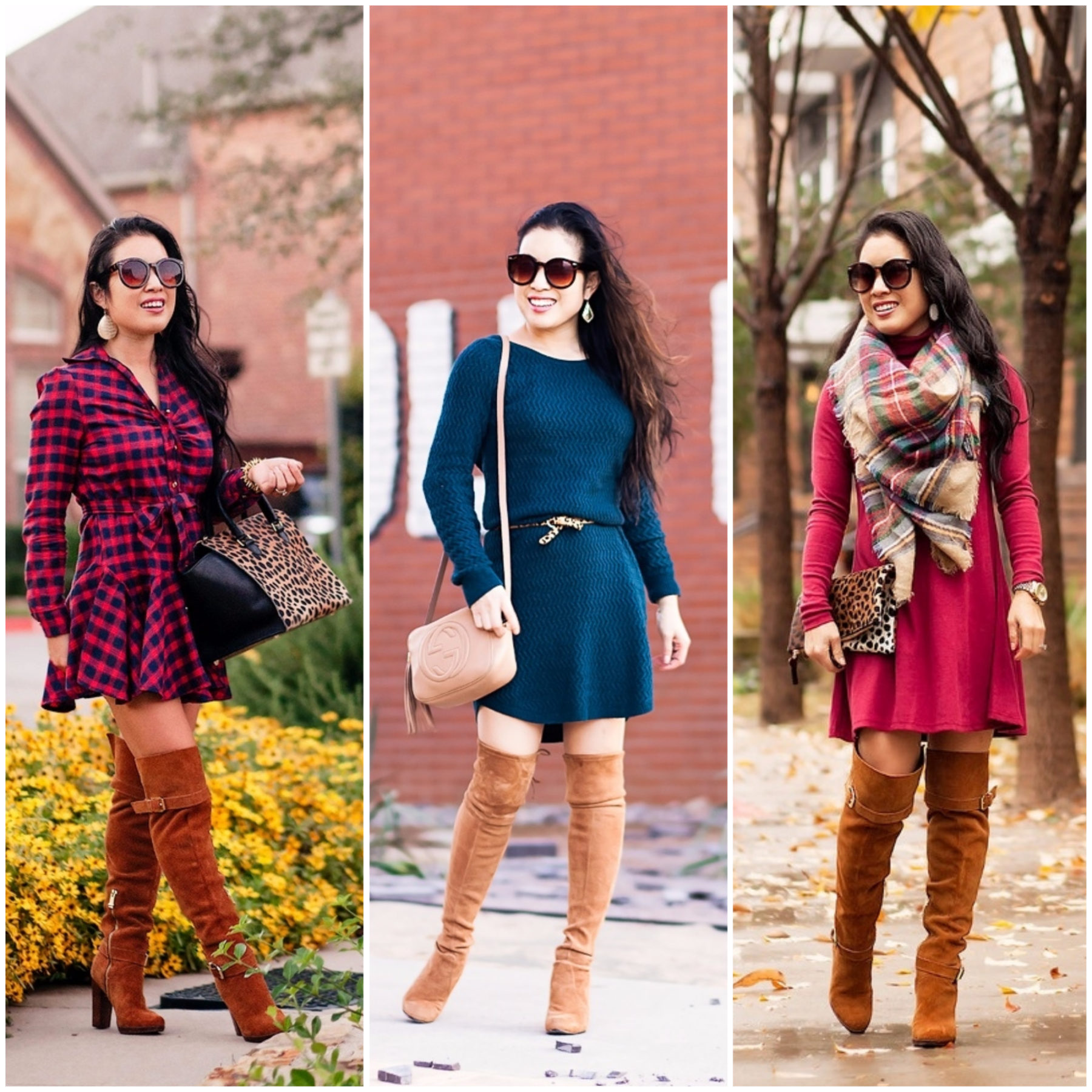 styling a sweater dress with over the knee boots