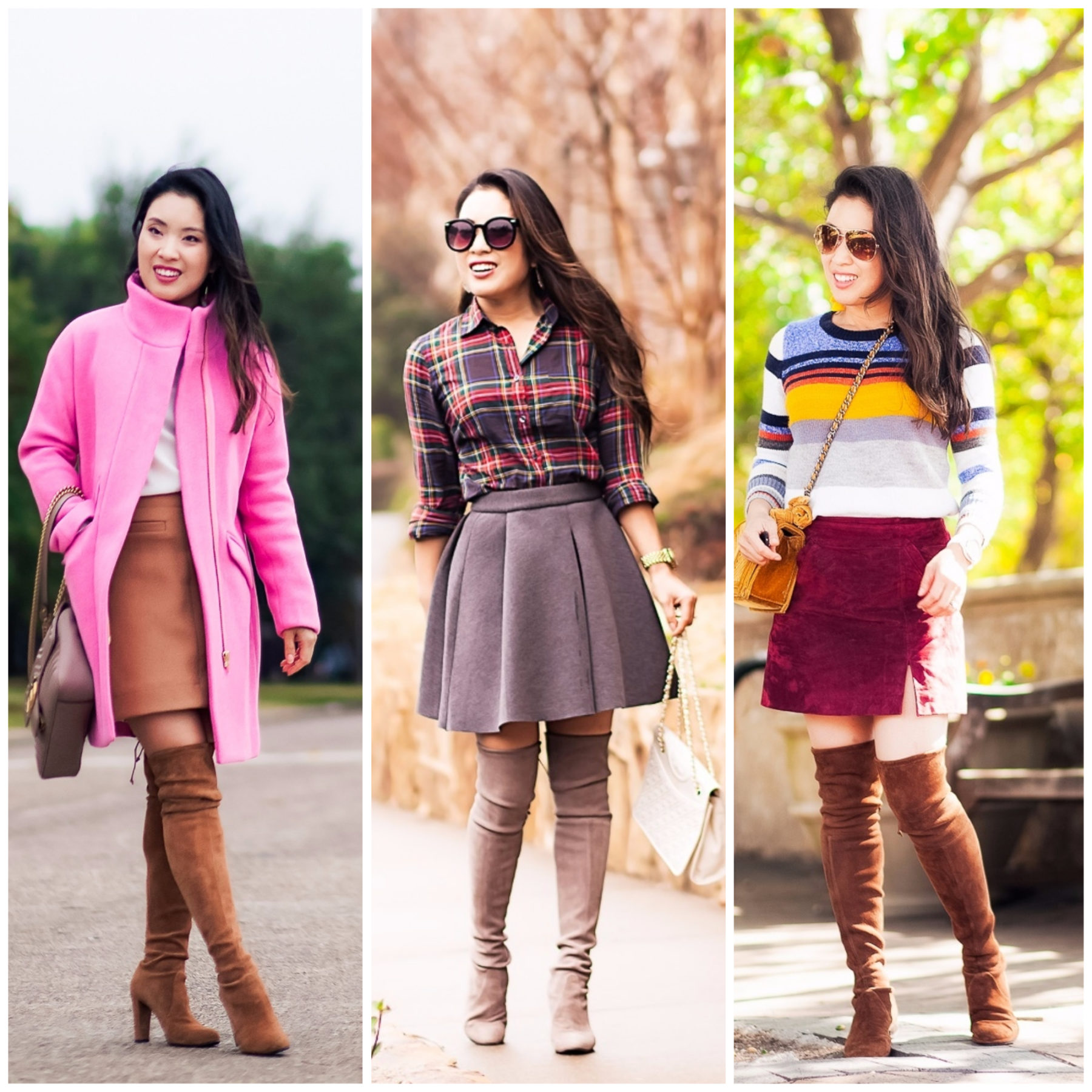 styling over the knee boots with mini skirt