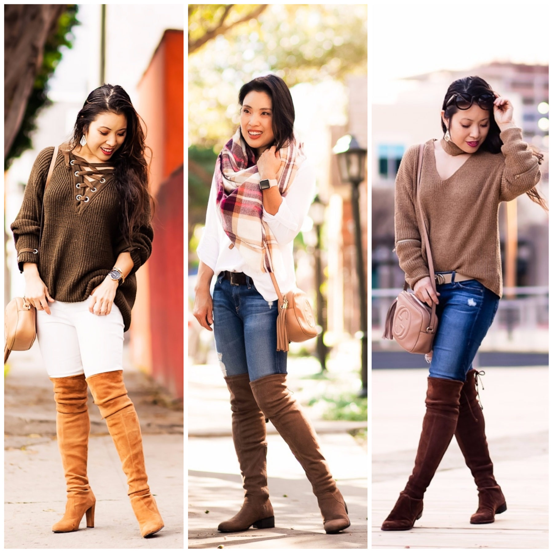 styling over the knee boots with oversized sweater