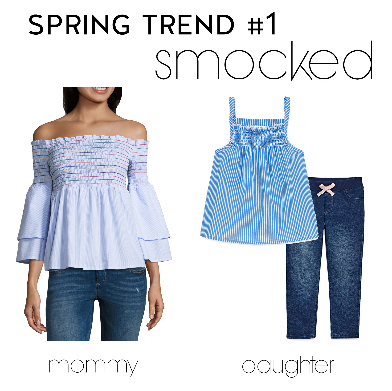 cute & little | dallas fashion blog | spring trends | mommy daughter twinning off shoulder chambray - Affordable Mommy + Me Twinning In Spring Trends by popular Dallas fashion blogger cute & little