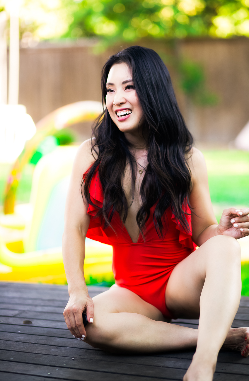 cute & little | dallas petite fashion blogger | red ruffle one-piece swimsuit | how to detox everyday - 5 Easy Ways to Detox Everyday featured by popular Dallas lifestyle blogger, Cute & Little