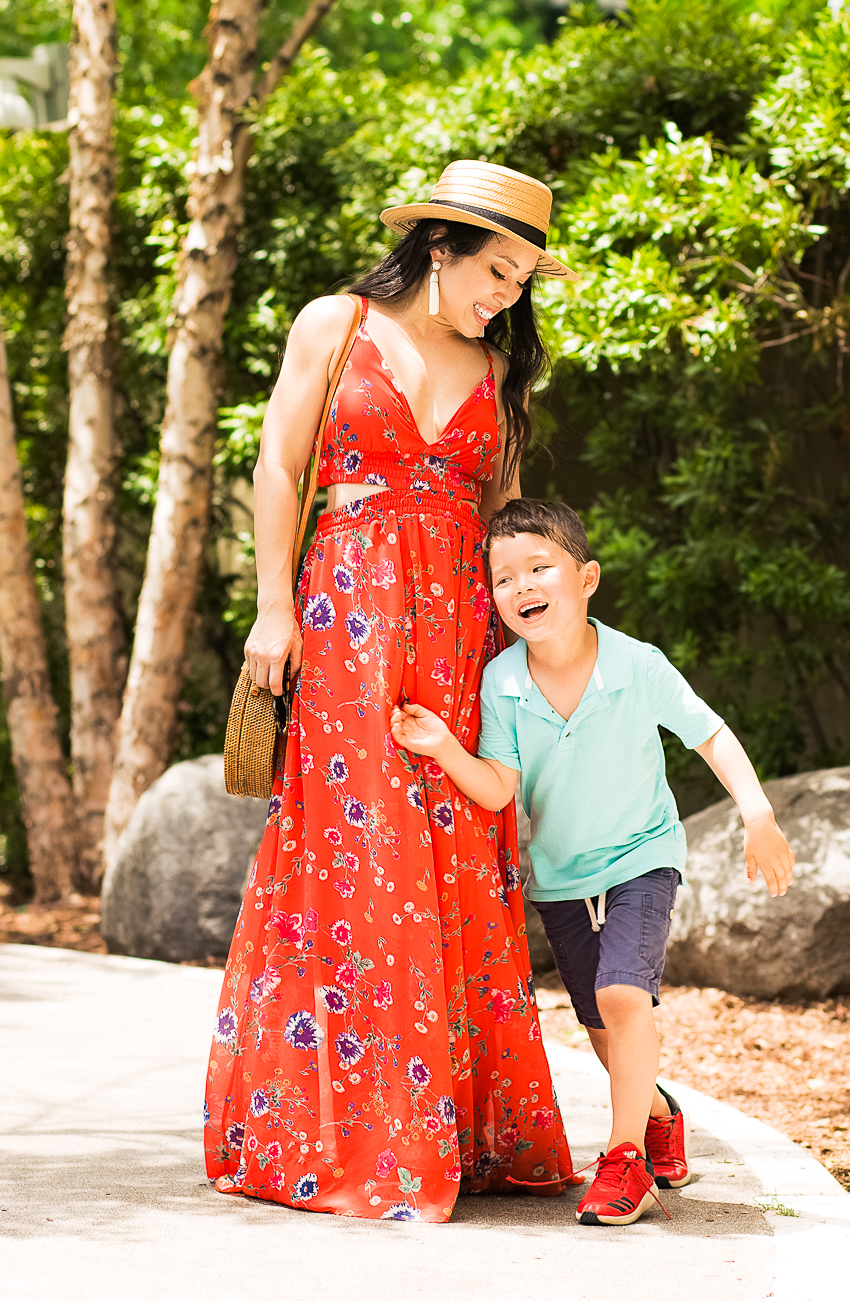 cute & little | dallas mom lifestyle blogger | express cutout floral maxi dress | klyde warren park date - Why You Need to Have “Mommy and Me Dates” With Your Kids, featured by popular Dallas mommy blogger, Cute & Little