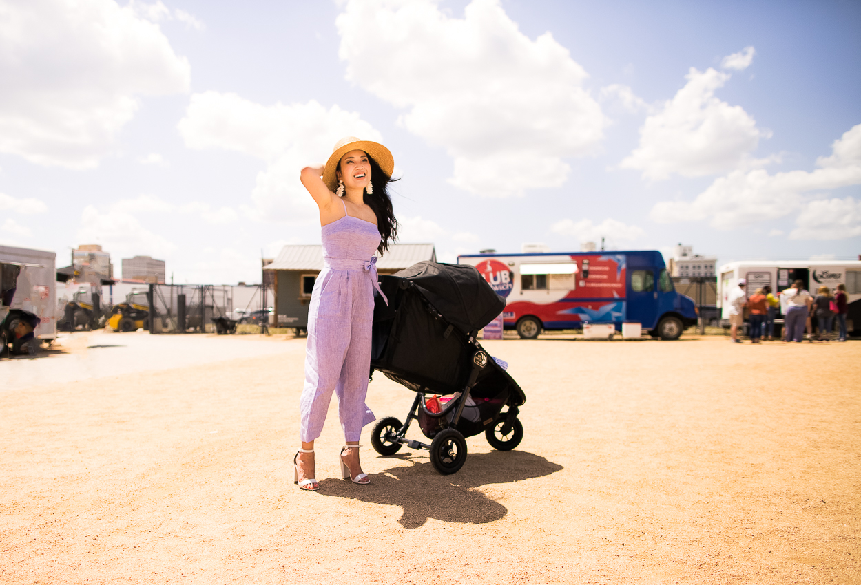 cute & little | dallas petite fashion blog | magnolia market waco fixer upper road trip | j.crew striped linen jumpsuit outfit | baby jogger city mini GT anniversary - Summer Day Trip Essentials When Traveling With Toddlers featured by popular Dallas lifestyle blogger Cute & Little