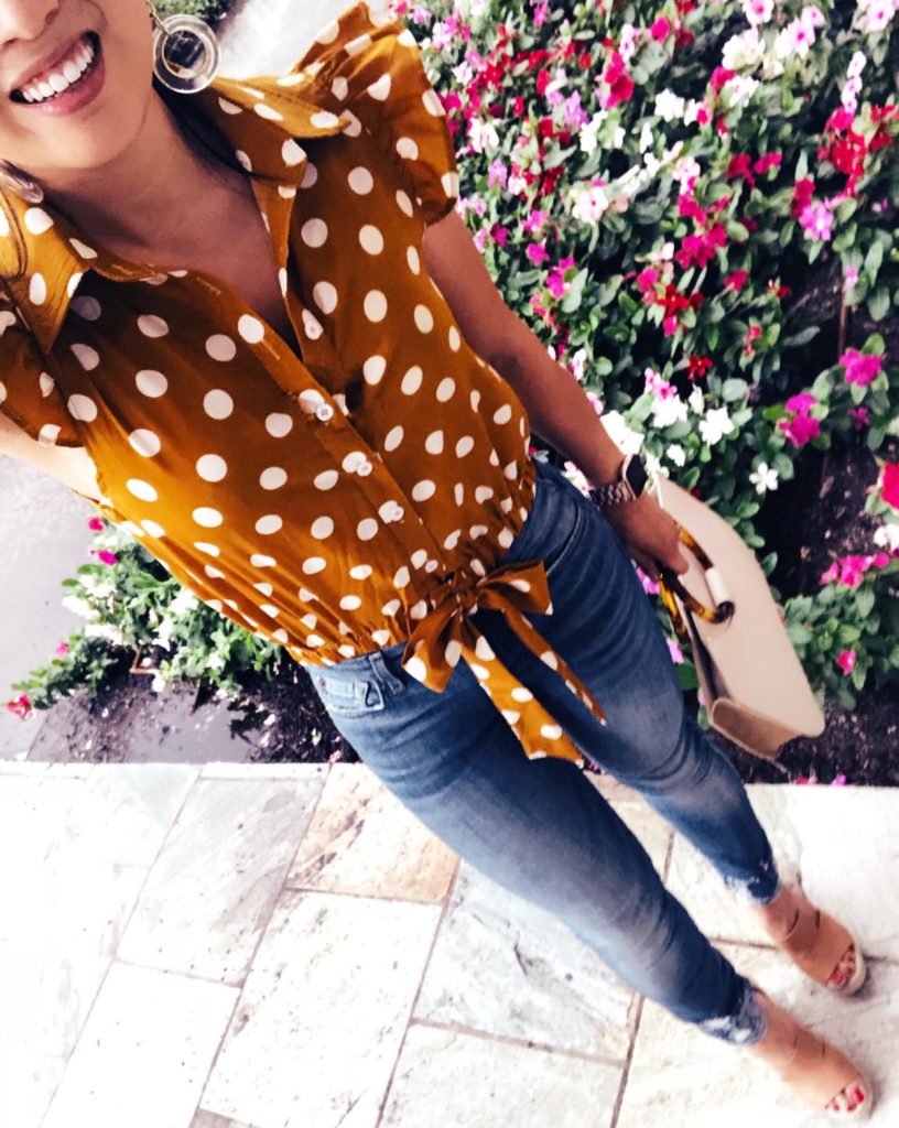 cute & little | dallas petite fashion blogger | knot polka dot top, high waisted petite jeans | instagram roundup - Instagram Fashion Roundup featured by popular Dallas petite fashion blogger, Cute & Little