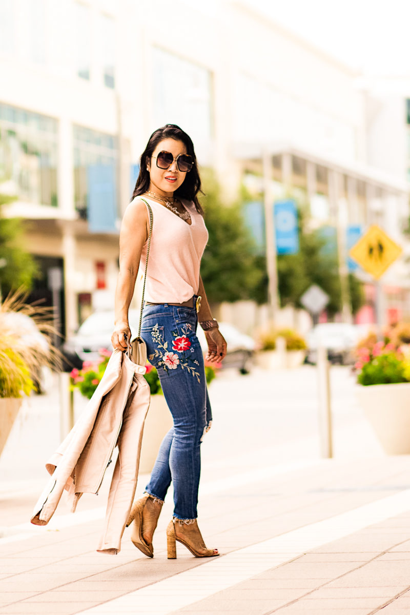 Elevating Your Basic Outfit With High Waist Embroidered Jeans