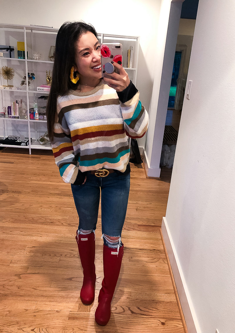 Outfit Quickie: Striped Sweater for Rainy Days