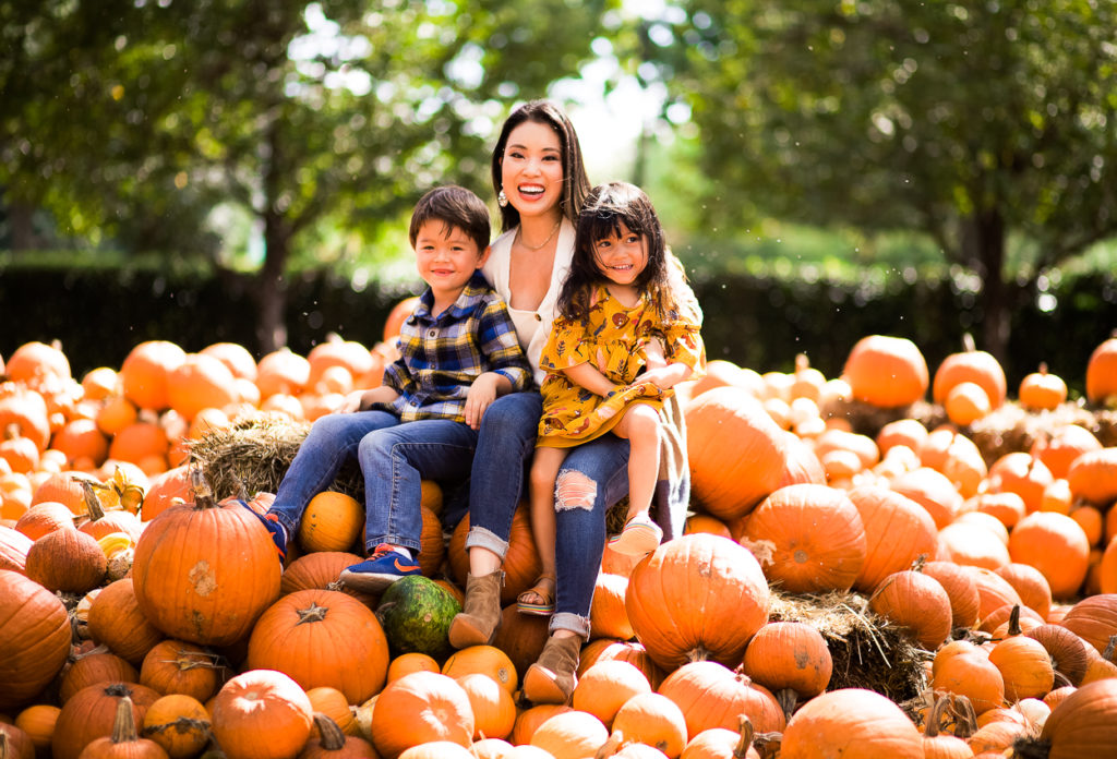 dallas mom lifestyle blog | dallas arboretum pumpkin village | Family photo op | The Best Pumpkin Patches in Dallas featured by top Dallas blogger Cute & Little