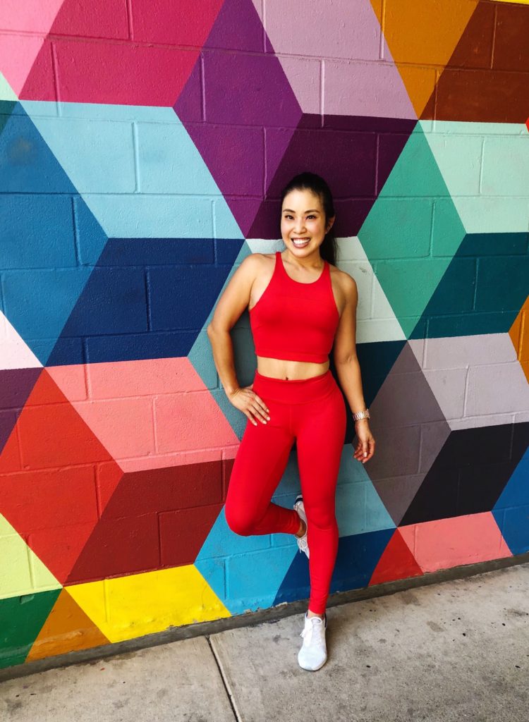 outdoor voices tech sweat scarlet, west village mural wall | I Had My Fat Melted: TruSculpt iD Review featured by top Dallas beauty blog Cute & Little