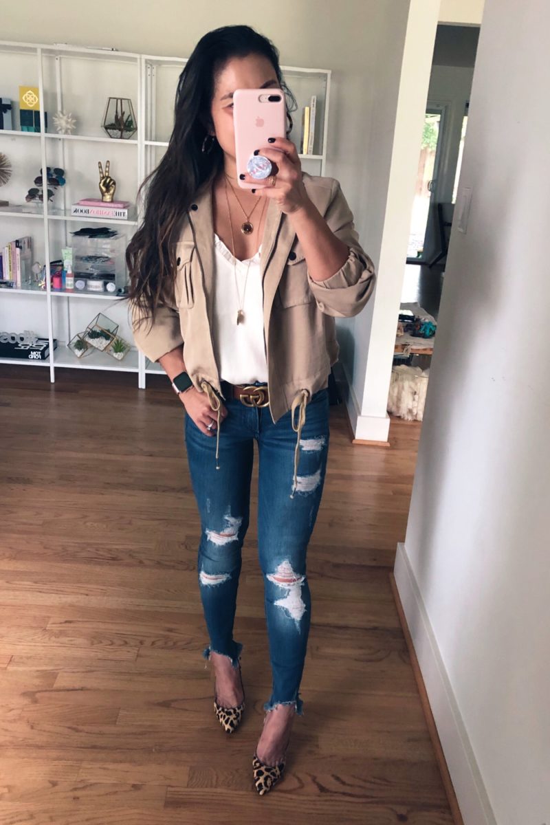 Outfit Quickie: This Season’s Go-To Beige Utility Jacket