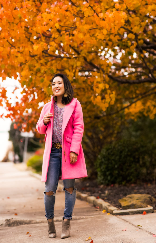  j.crew cocoon coat | j.crew factory city coat, express cable knit split back sweater | fall winter coat outfit | Gucci | The Essential (And My Personal Favorite!) Pink Winter Coat featured by top Dallas petite fashion blog Cute & Little
