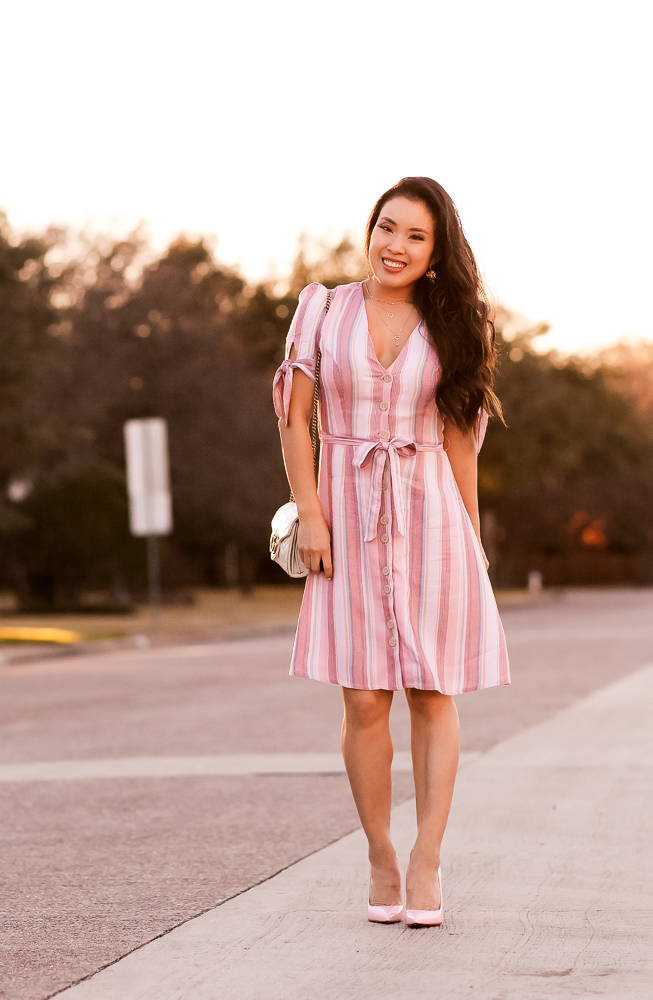 Candy Pink Striped Valentine’s Day Dress// Express 40% Off Recommendations
