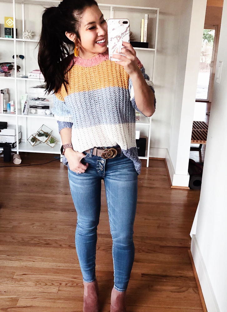 ae striped jegging pullover