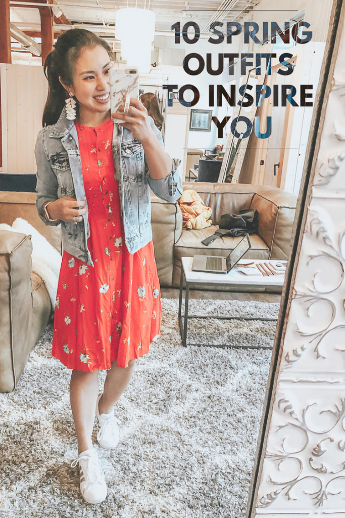 cute & little | dallas petite fashion mom blog | free people rumors denim jacket, free people greatest day smocked dress, adidas superstar sneakers | spring casual outfit