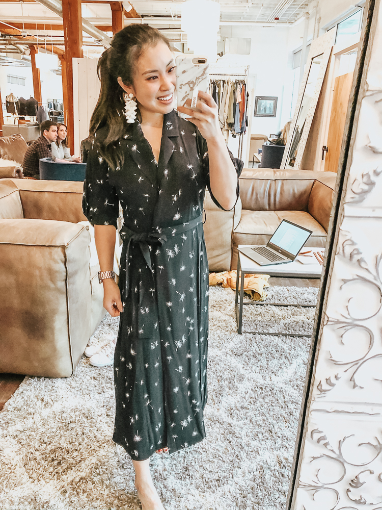 cute & little | dallas petite fashion mom blog | Equipment Anitone Faux Wrap Dress | work office outfit | 10 Fresh Spring Outfits To Inspire You featured by top US petite fashion blog, Cute & Little; Image of woman wearing a Equipment 'Anitone' Faux Wrap Dress, Baublebar 'Contessa' Tassel Drops