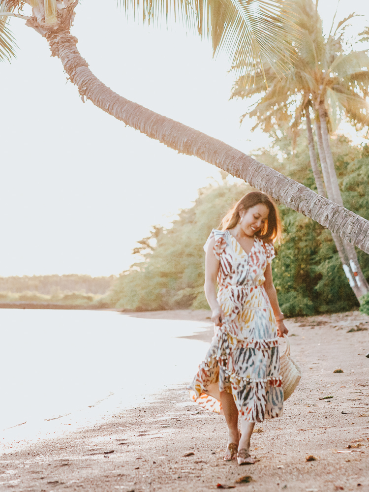 A Sunset Escape In Molokai Wearing a Stunning J Crew Midi Dress
