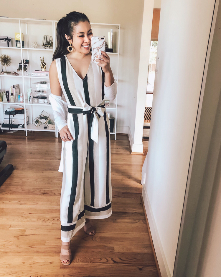 cute & little | popular petite dallas fashion blog | nordstrom trunk club dressy summer favorites haul try-on review | All in Favor Tie Front Jumpsuit | Trunk Club Nordstrom June Try-On by popular Dallas petite fashion blog Cute and Little: image of woman wearing Trunk Club Nordstrom All in One tie Front jumpsuit