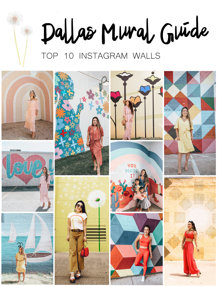 cute & little | popular dallas fashion blog | dallas mural guide | instagram walls | Dallas Mural Guide: Top 10 Instagram Walls by popular Dallas blog, Cute and Little: collage image of a woman standing in front of various Dallas murals.