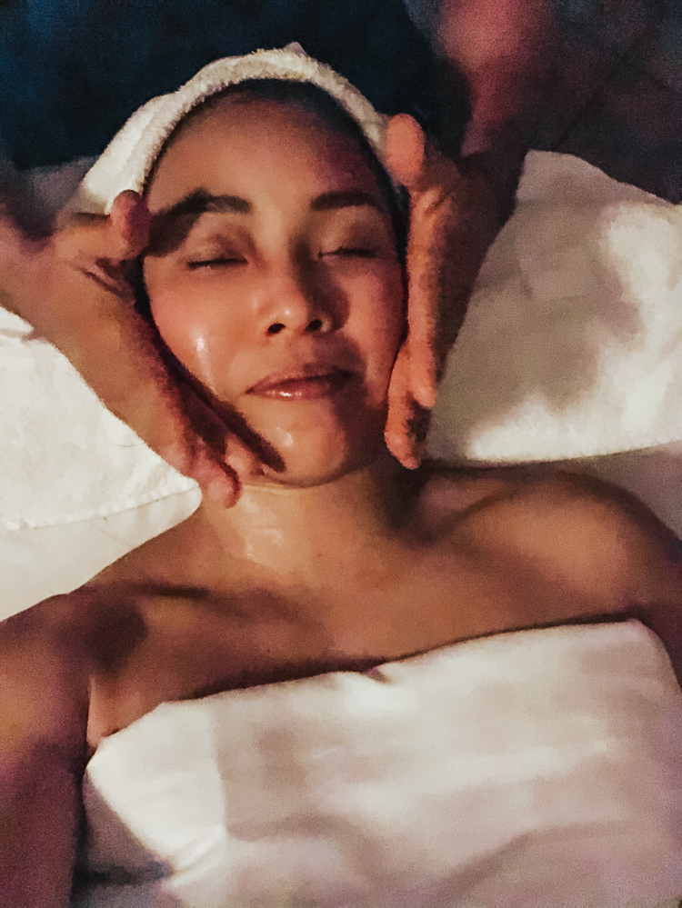 cute & little | dallas beauty lifestyle mom blog | self care spa day ritual | spa at crescent court facial cryotherapy review | Self Care Spa Day: Facial + Cryo At The Crescent Court in Dallas by popular Dallas beauty blog, Cute and Little: image of a woman getting a facial.